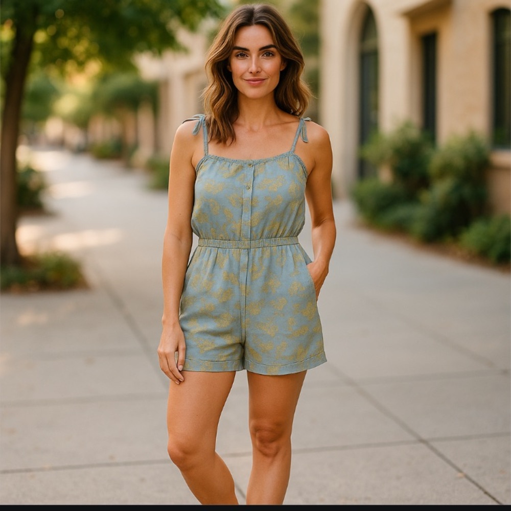3/$25 Lane Bryant Smocked Waist Romper Coastal Chic Vacation Resort Wear 14-16
